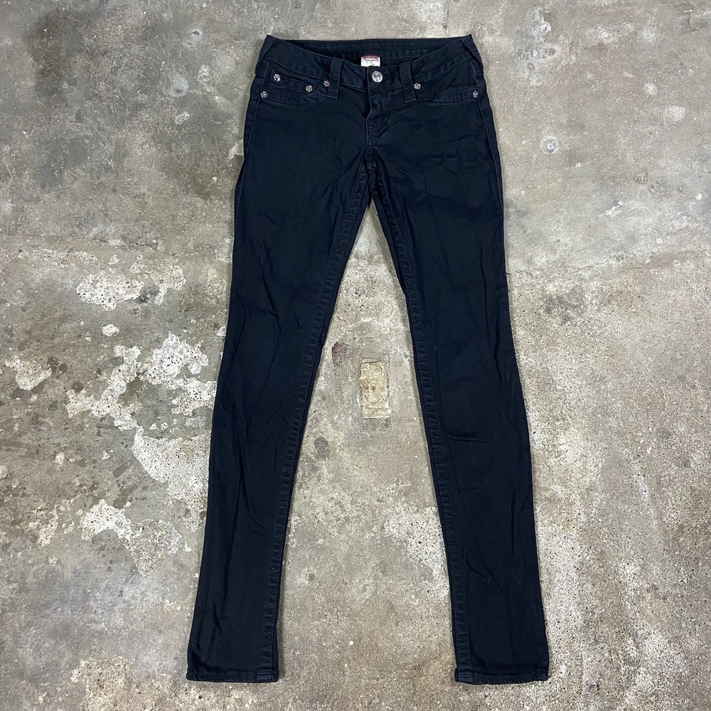 True Religion Skinny Jeans Women's Size 27 Black Denim Embellished Pockets